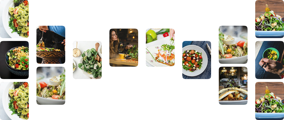 Collage of recent meals plated in our kitchen